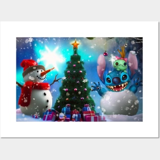 Stitch, play snowballs Posters and Art